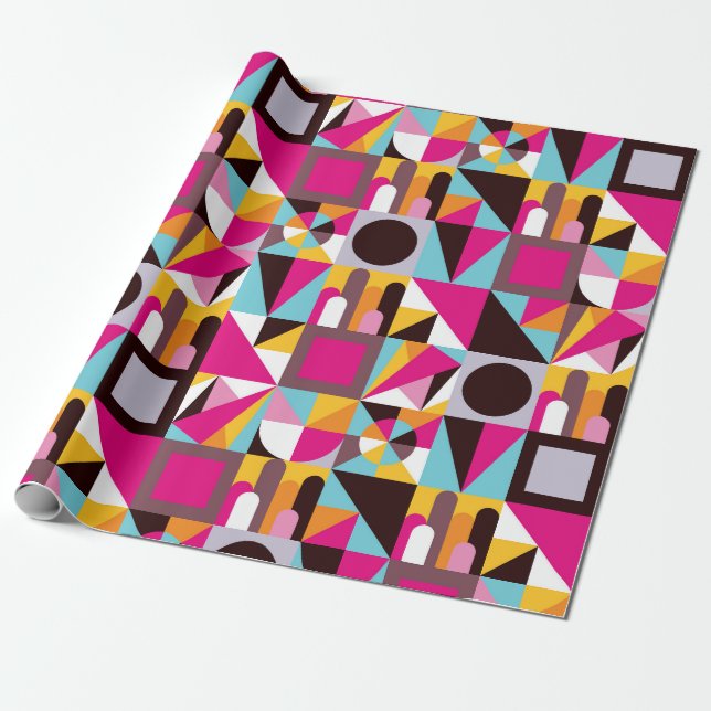 Retro 70er Jahre Geometrisches Muster Psychodelisc Geschenkpapier (Ungerollt)