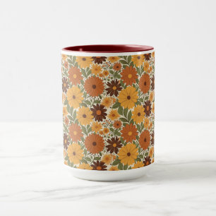 Retro 70er Jahre gestaltete Blumen/Muster Tasse