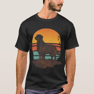 Retro 70er Jahre Golden Retriever Hund Sonnenunter T-Shirt