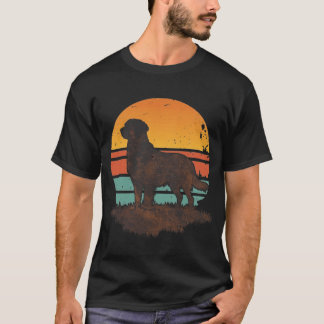 Retro 70er Jahre Golden Retriever Hund Sonnenunter T-Shirt