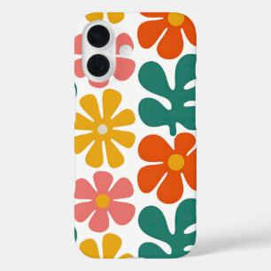 Retro 70er Jahre Groovy Folk Art Blumenmuster iPhone 16 Hülle