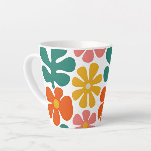 Retro 70er Jahre Groovy Folk Art Blumenmuster Milchtasse