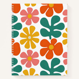 Retro 70er Jahre Groovy Folk Art Blumenmuster Notizbuch