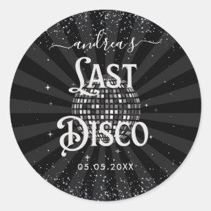 Retro 70er Jahre letzte Disco-Junggesellinnen-Absc Runder Aufkleber