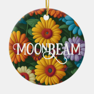 Retro 70er Jahre Stil bunte Gänseblümchen Keramik Ornament