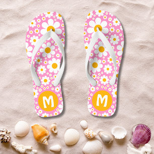 Retro 70er Jahre Vintage Hippie Blumen Personalize Flip Flops