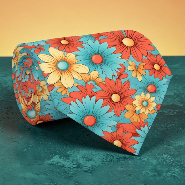 Retro 70er Klassiker Blumen Groovy Maßgeschneidert Krawatte (Von Creator hochgeladen)