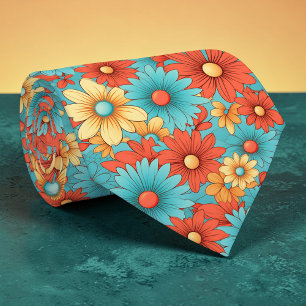 Retro 70er Klassische Blumen Groovy Maßgeschneider Krawatte