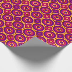 Retro 70er Linked Circles in Gelb, Rosa, Lila Geschenkpapier