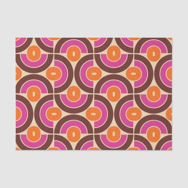 Retro 70er Mid Mod Geometric Muster Seidenpapier (Vorderseite)