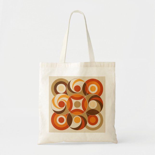 Retro 70er Mid Mod Geometric Muster Tote Bag Tragetasche (Vorne)