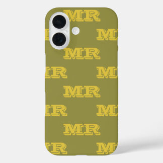 Retro 70er Monogram Initial Muster Green Yellow iPhone 16 Hülle