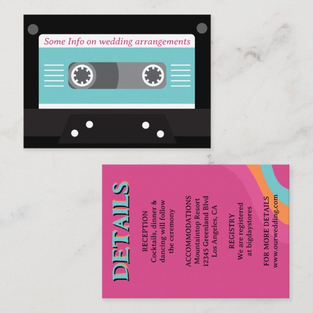 Retro 70er Music Cassette Tape Groovy Fuchsia Fun Begleitkarte (Vorne/Hinten)