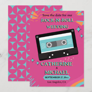 Retro 70er Music Cassette Tape Groovy Fuchsia Fun Save The Date