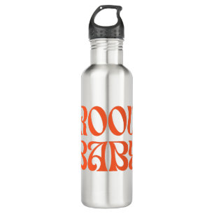 Retro 70er Mustard Orange Black Hippie Groovy Baby Edelstahlflasche