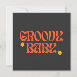 Retro 70er Mustard Orange Black Hippie Groovy Baby Einladung