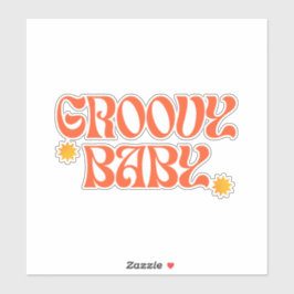 Retro 70er Mustard Orange Hippie Groovy Baby Aufkleber