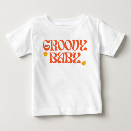 Retro 70er Mustard Orange Hippie Groovy Baby Baby T-shirt