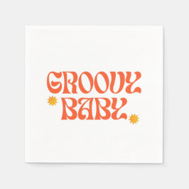 Retro 70er Mustard Orange Hippie Groovy Baby Serviette
