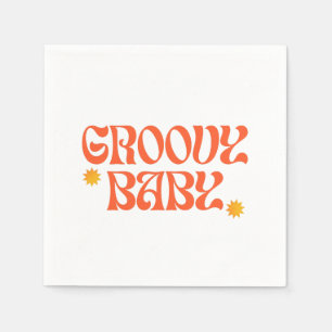 Retro 70er Mustard Orange Hippie Groovy Baby Serviette