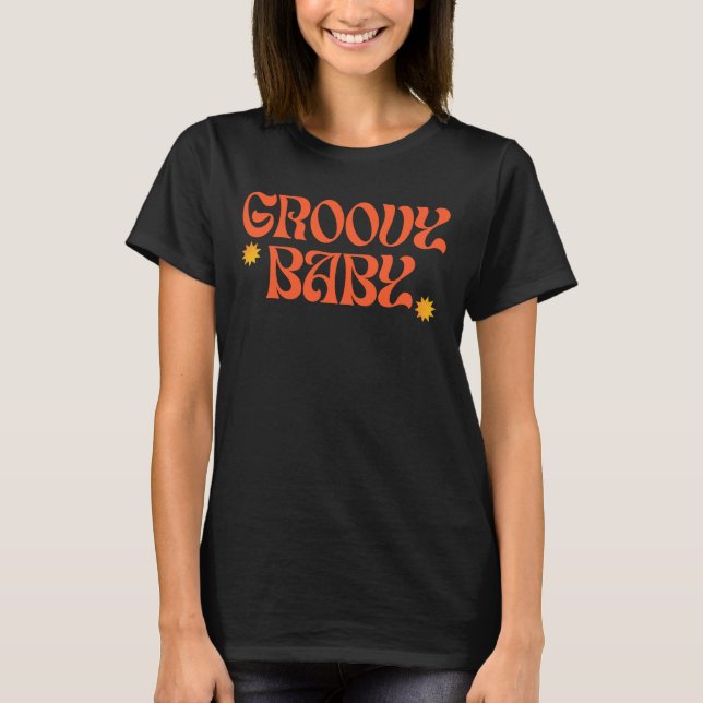 Retro 70er Mustard Orange Hippie Groovy Baby T-Shirt (Vorderseite)