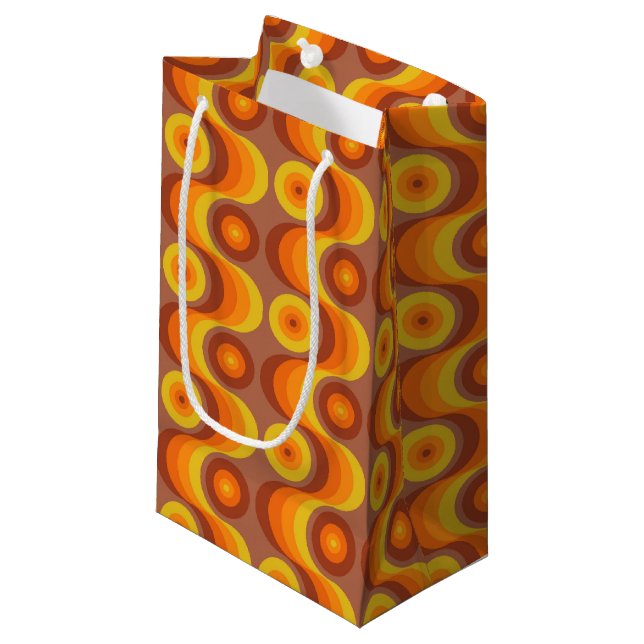 Retro 70er Muster Kleine Geschenktüte (Vorderseite Schrägansicht)