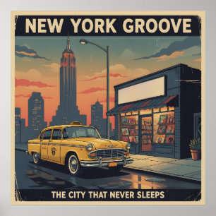 Retro 70er NYC Reise : Vintage New York Groove Poster