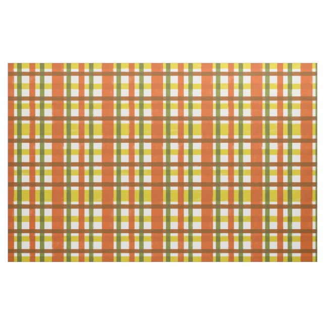 Retro 70er orange Gelb kariertes Funky Stoff (Fat Quarter (45,7 x 55,9 cm))