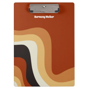 Retro 70er Orange Groovy Hippie Personalisiert Klemmbrett