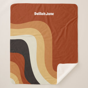 Retro 70er Orange Groovy Hippie Personalisiert Sherpadecke