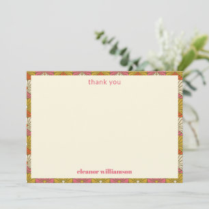Retro 70er Orange Pink Floral Brautparty Benutzerd Dankeskarte