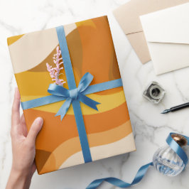 Retro 70er Orange Senfwelle abstraktes Muster Geschenkpapier