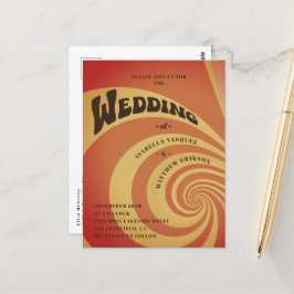 Retro 70er Orange Yellow QR Code Wedding Postkarte