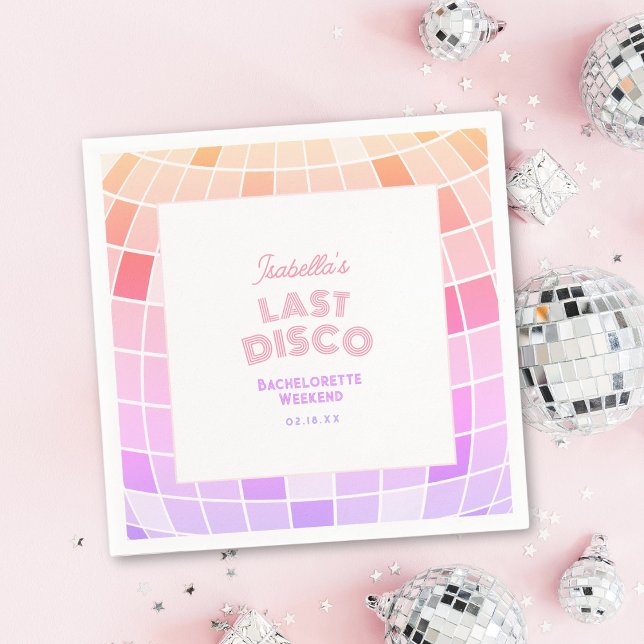 Retro 70er Pink Disco Ball Bachelorette Serviette (Von Creator hochgeladen)