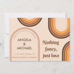 Retro 70er Rainbows Minimalistisch Brown Arch Boho Save The Date