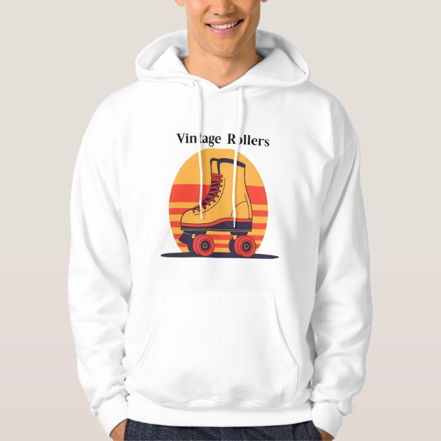 Retro 70er Rollschuh Kapuzenpullover Hoodie (Vorderseite)