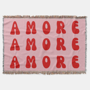Retro 70er Rosa und Rote AMORE Bubble-Schrift Decke