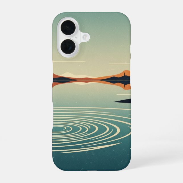 Retro-70er-See-Reflektionskunst iPhone 16 Hülle (Rückseite)