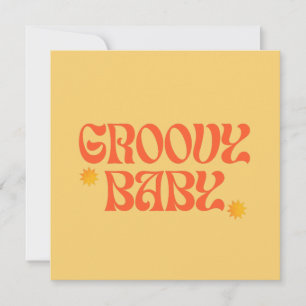 Retro 70er Senfgelb Orange Hippie Groovy Baby Einladung