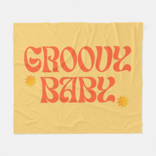 Retro 70er Senfgelb Orange Hippie Groovy Baby Fleecedecke