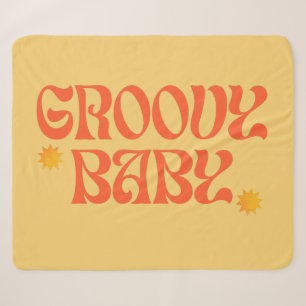 Retro 70er Senfgelb Orange Hippie Groovy Baby Sherpadecke