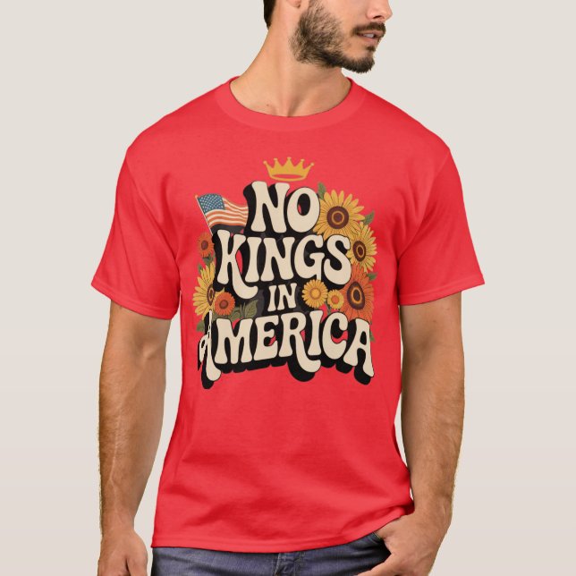 Retro-70er Shirt Frauen kein König in Amerika D (Vorderseite)
