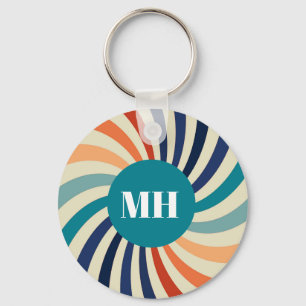 Retro 70er Starburst Monogram  Groovy Schlüsselanhänger