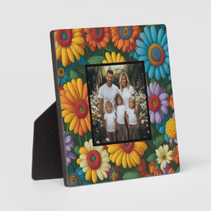 Retro 70er Stil bunt Blumen personalisieren Foto Fotoplatte