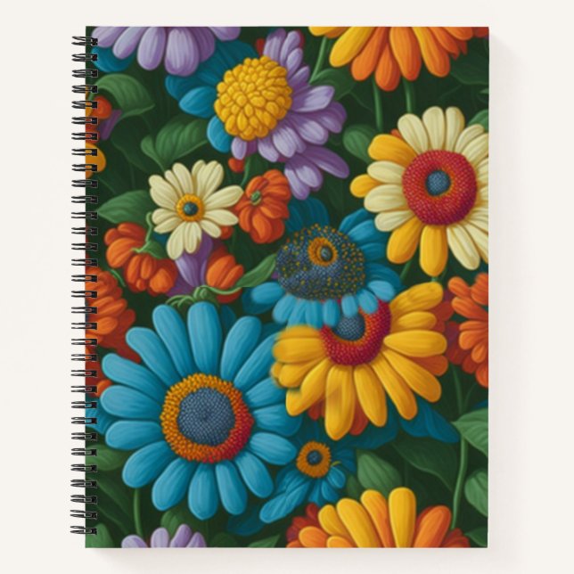 Retro 70er Stil farbenfrohe Gänse Notizbuch (Vorderseite)