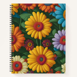 Retro 70er Stil farbenfrohe Gänse Notizbuch