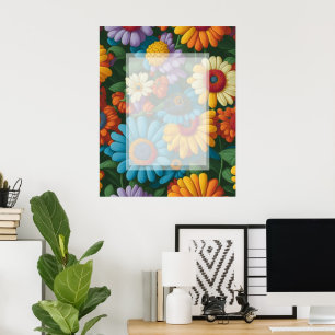 Retro 70er Stil farbenfrohe Gänse Poster
