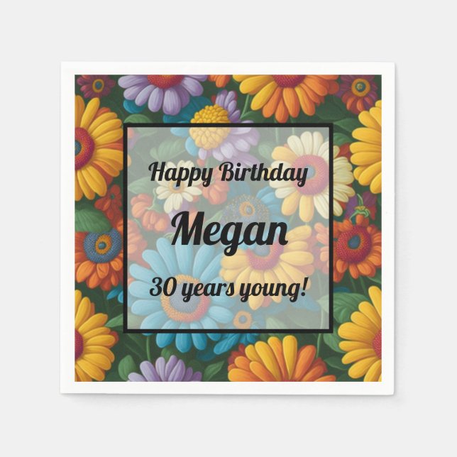 Retro 70er Stil farbenfrohe Gänse Serviette (Vorderseite)