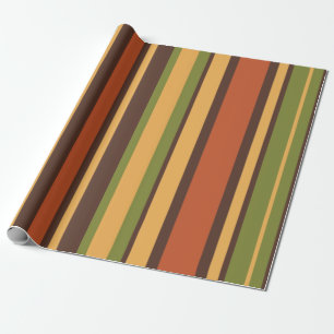 Retro 70er Streifen Braun Avocado Orange Senf Geschenkpapier