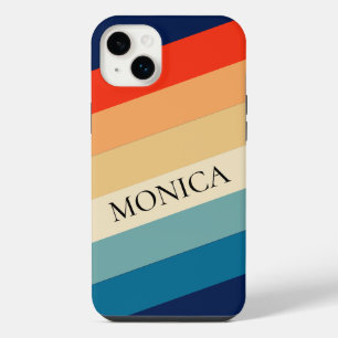 Retro 70er Streifen Groovy Farbbalken Personalisie iPhone 14 Plus Hülle
